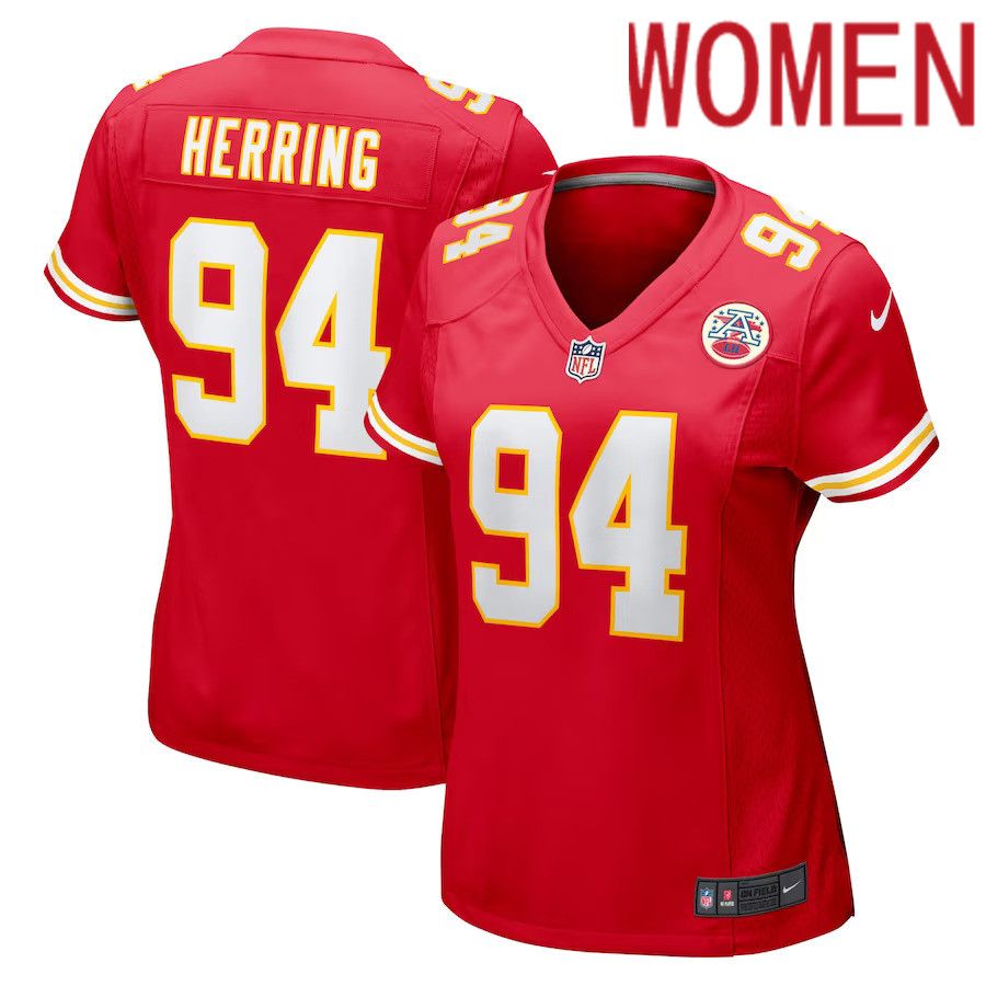 Women Kansas City Chiefs #94 Malik Herring Nike Red Team Game Player NFL Jersey->youth nfl jersey->Youth Jersey
